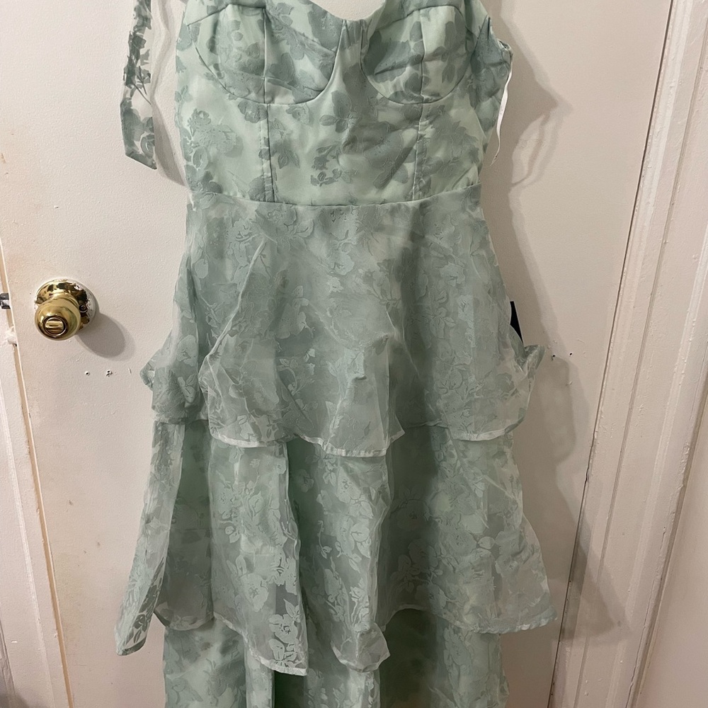 Lulu's Mint Green Floral Dress